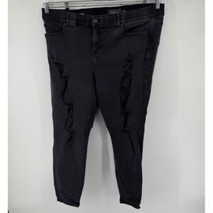 Torrid Jeans Women 26T Black Bombshell Skinny Distressed High Rise Tall 11925011